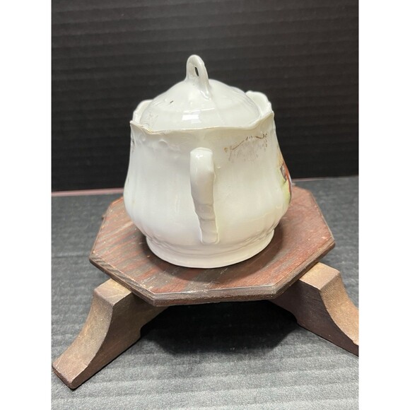 Sugar Bowl Lid Porcelain Vtg Old Women in the Shoe Cottagecore Farm Shabby Chic - Picture 6 of 14